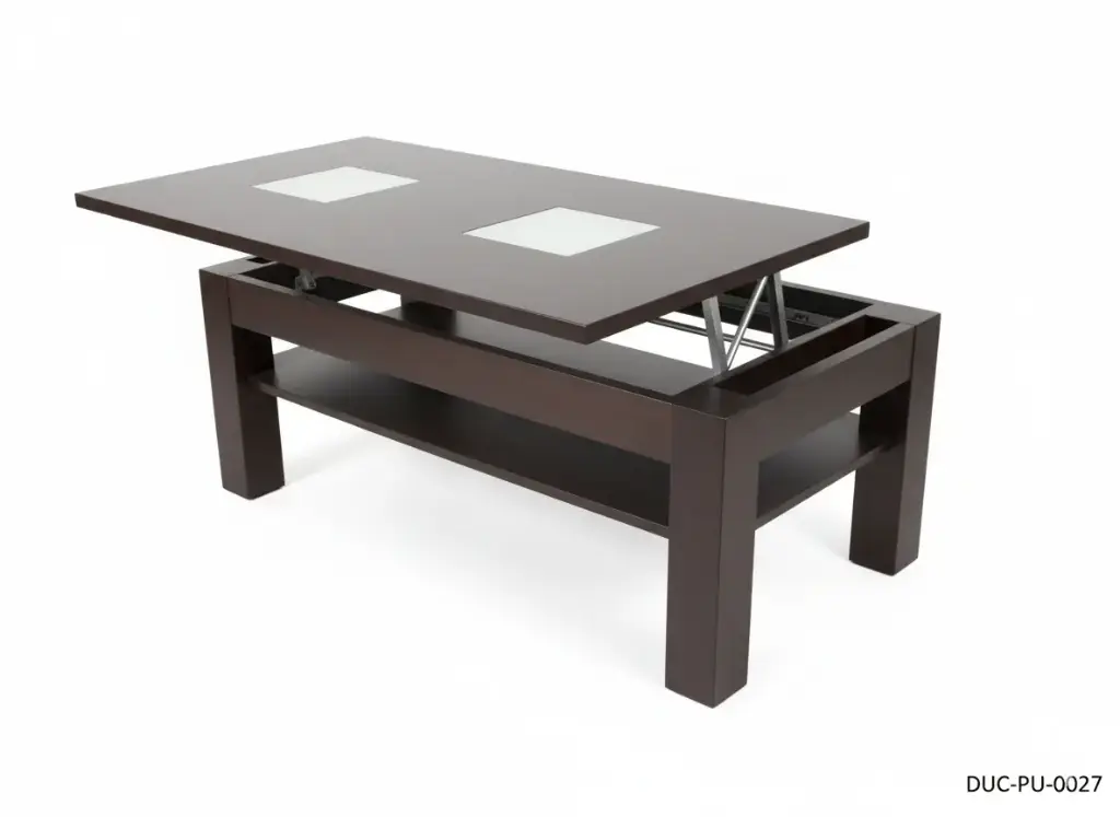 [DUC-PU-0027] MESA CENTRO ABATIBLE WENGE - DETALLES CRISTAL