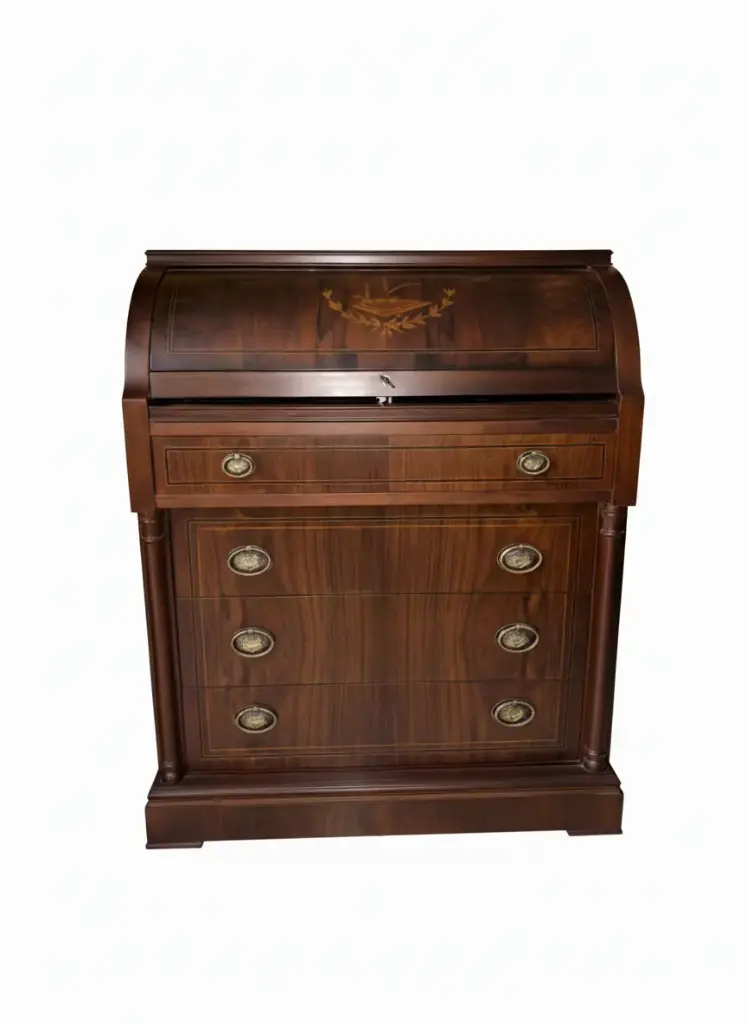 [DUC-PU-0052] BURÓ MADERA NOGAL CON MARQUETERÍA