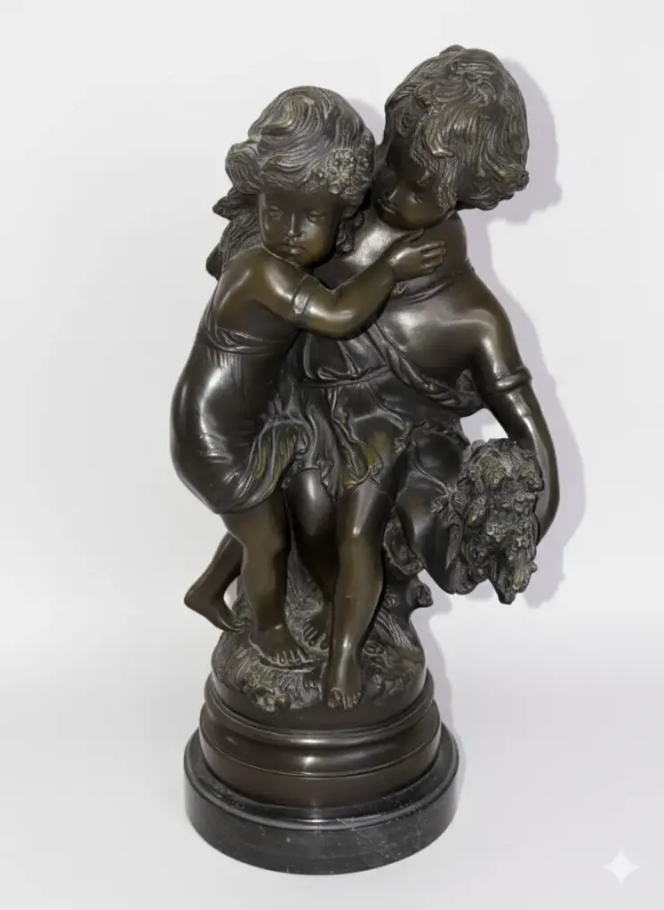 [DUC-DEC-0001] ESCULTURA DE BRONCE NIÑOS ABRAZADOS